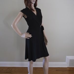 NWT Black Wrap Dress Gold Hardware